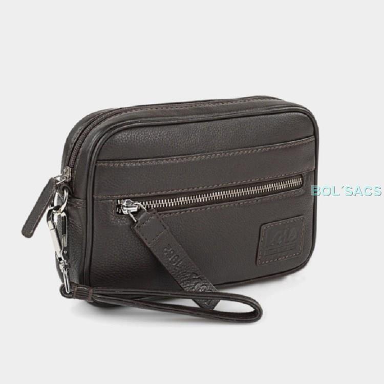 Bolso de mano para hombre en piel marrón Lois | Elegante, compacto y perfecto para llevar lo esencial