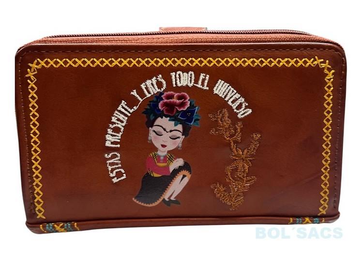 MONEDERO BILLETERO DE MUJER FRIDA KALHO MARRON | K-4919CU | BOLSACS - Tu Tienda Online de Marroquinería, Viaje y Complementos