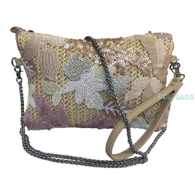 BOLSO DE MANO Y BANDOLERA DE RAFIA MOTIVOS FLORALES | 660161 | BOLSACS - Tu Tienda Online de Marroquinería, Viaje y Complementos