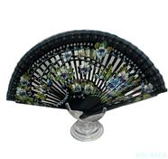 ABANICO MADERA MOTIVOS FLORALES NEGRO | 57 | BOLSACS - Tu Tienda Online de Marroquinería, Viaje y Complementos