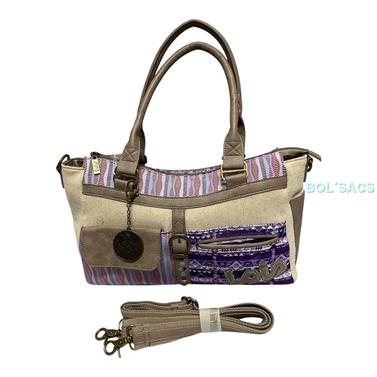 BOLSO ASAS Y BANDOLERA LOIS EN LONA Y POLIPIEL | 22163-01 | BOLSACS - Tu Tienda Online de Marroquinería, Viaje y Complementos