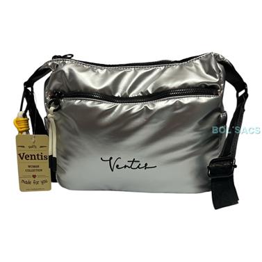 BOLSO BANDOLERA VENTIS METALIZADO PLATA | 252330 | BOLSACS - Tu Tienda Online de Marroquinería, Viaje y Complementos
