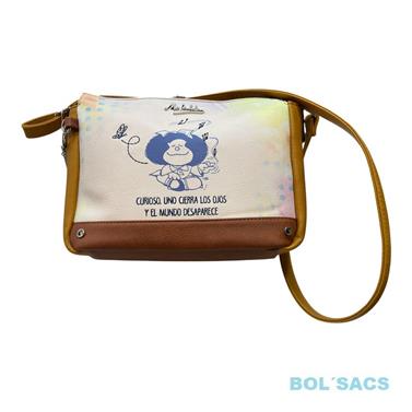 BOLSO BANDOLERA MUJER MAFALDA CON FRASE | M23-4646MA | BOLSACS - Tu Tienda Online de Marroquinería, Viaje y Complementos