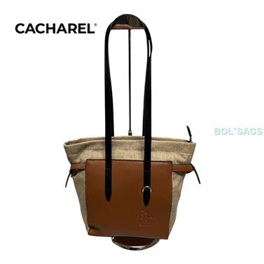 BOLSO CACHAREL RAFIA/POLIPIEL CUERO | CB23105 | BOLSACS - Tu Tienda Online de Marroquinería, Viaje y Complementos